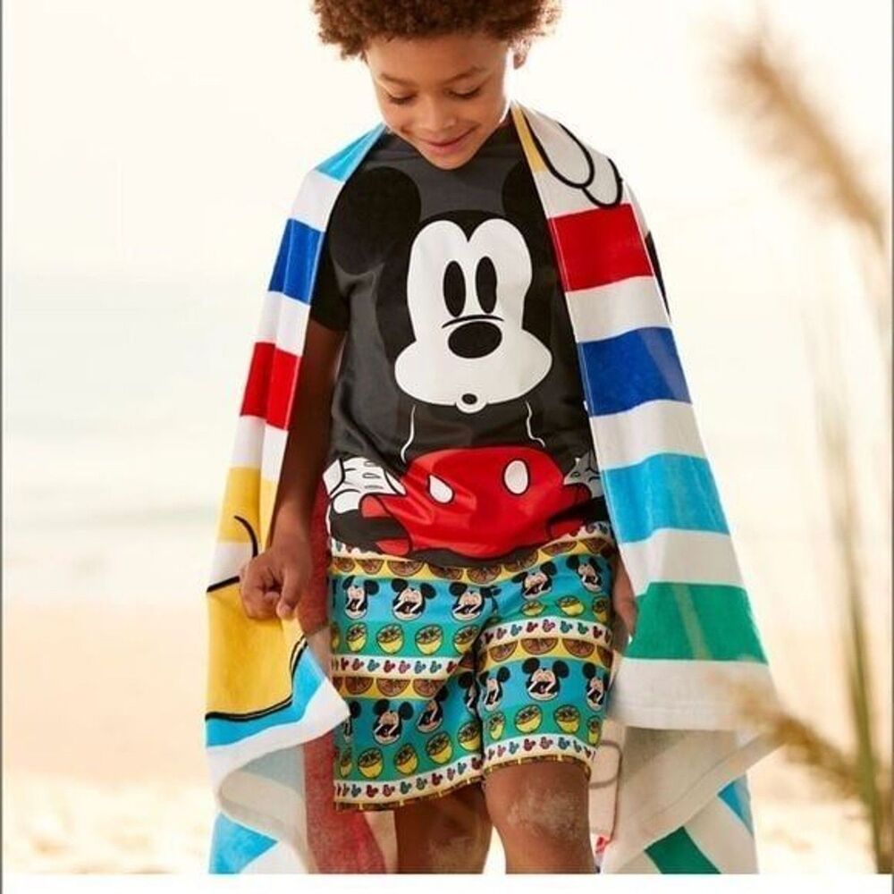 Mickey Mouse Trunks Kids Size 11/12 Disney Tropical Swimming For Summer UPF 50 +